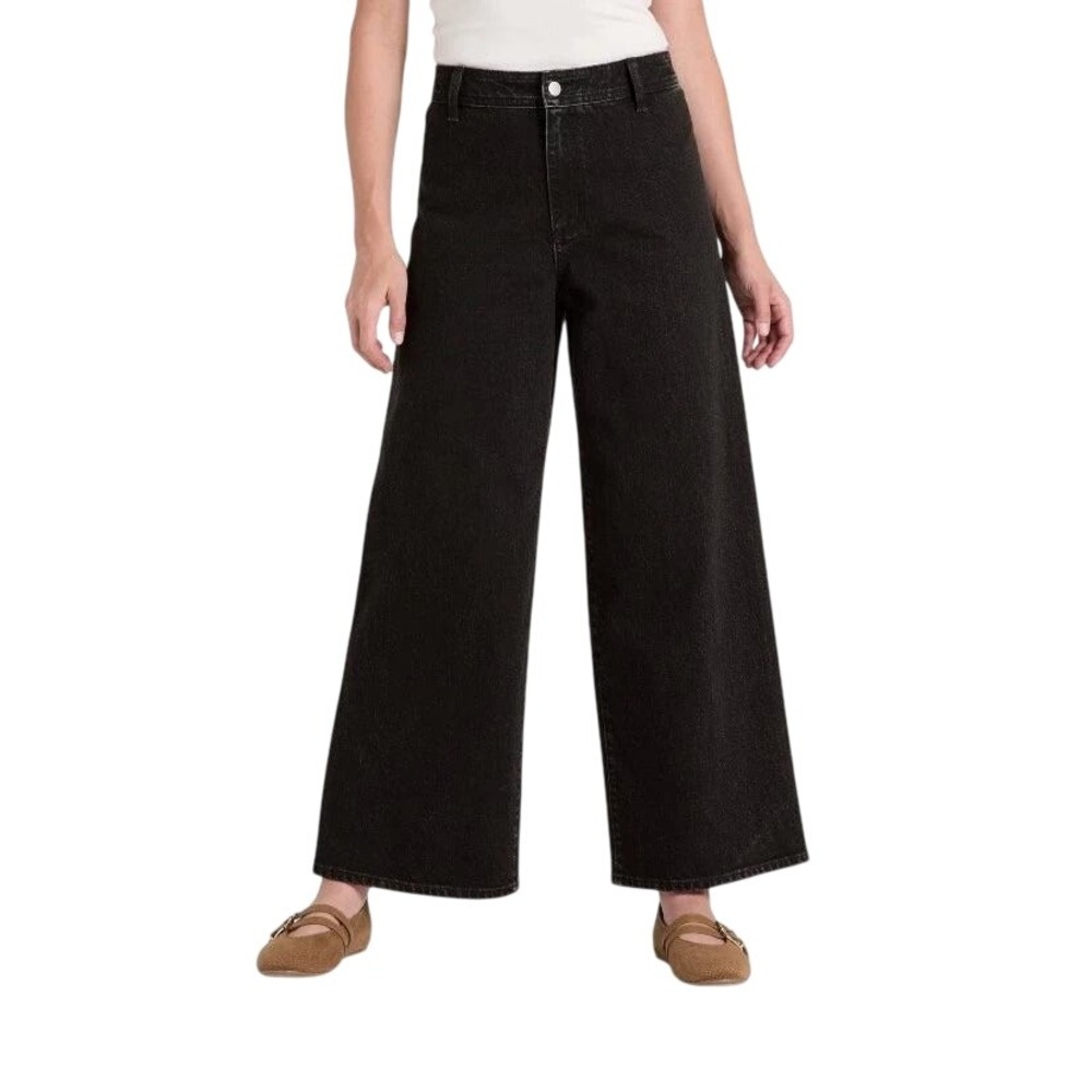 Universal Thread Women's Black Sailor High Rise Wide Leg Ankle Jeans Size 6